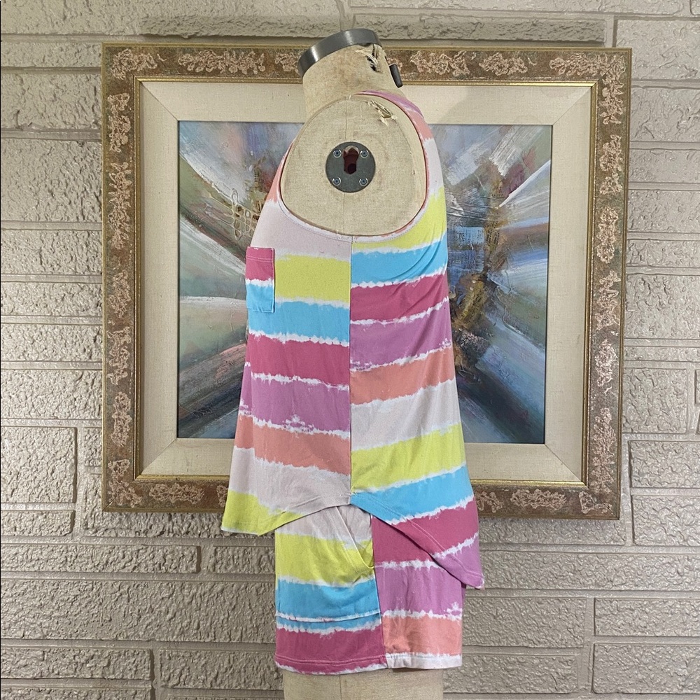 Jaclyn Intimates Pastel Stripe Tank & Short Sleep Set - Picture 3 of 12